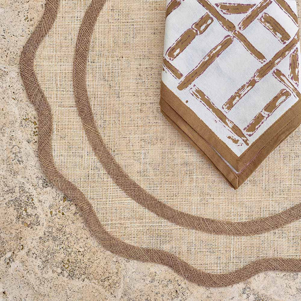 Rice Paper - Brown Scalloped Placemat (Set of 4)