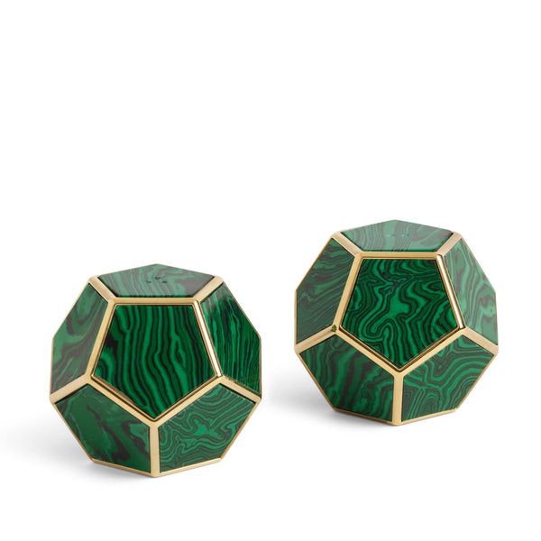 Pentagon - Spice Jewels - Malachite + 24k Gold (Set of 2)