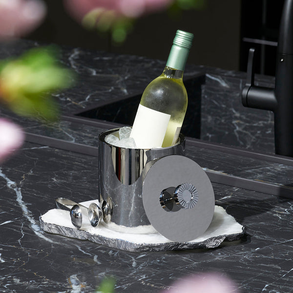 Striations - Silver Ice Bucket & Tongs