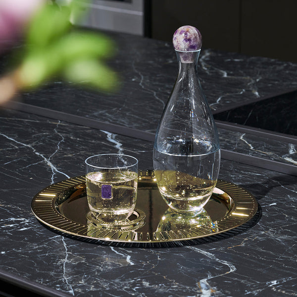 Striations - Gold Serving Tray Round
