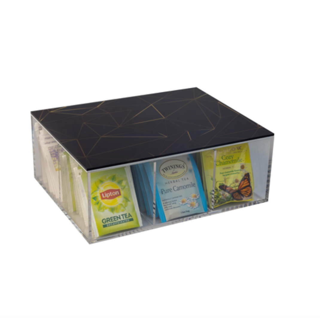 Small Tea Box - Black with Gold Lines – Il'argento