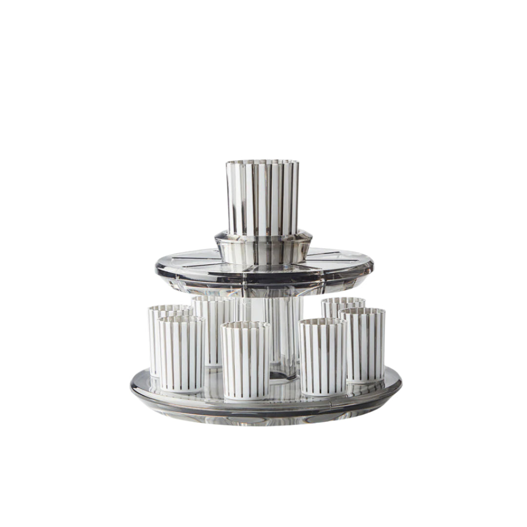 Kiddush - Wine Fountain (Set of 10) - Smoke & White