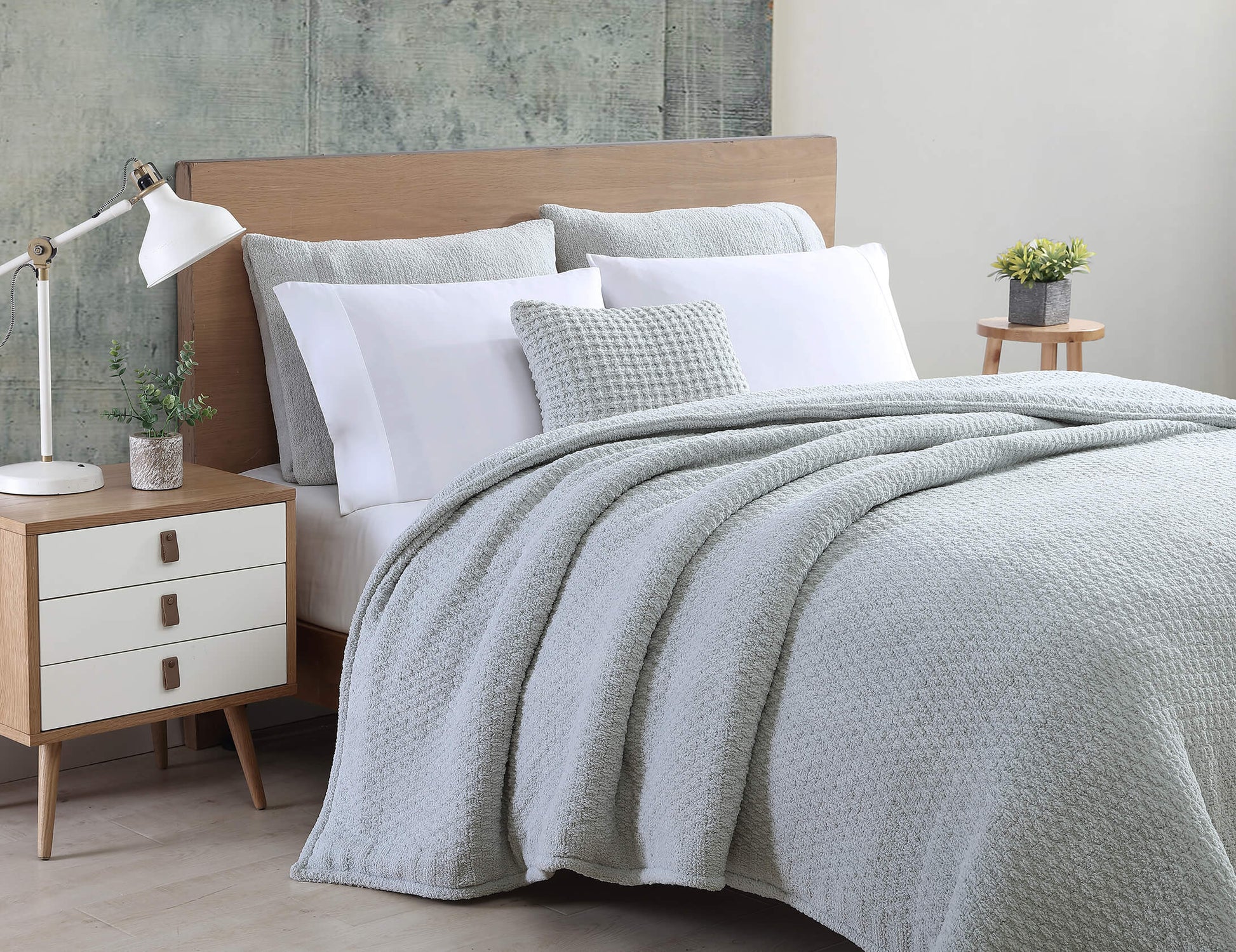 Snug Small Waffle Pillow Cloud Gray