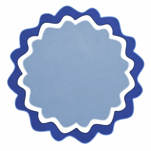 Die Cuts - Round Placemats Turquoise - White / Blue (Set of 4)