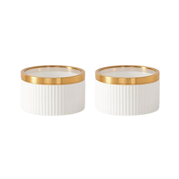 Portofino - White and Gold - Small Stacking Canister (Set of 2)
