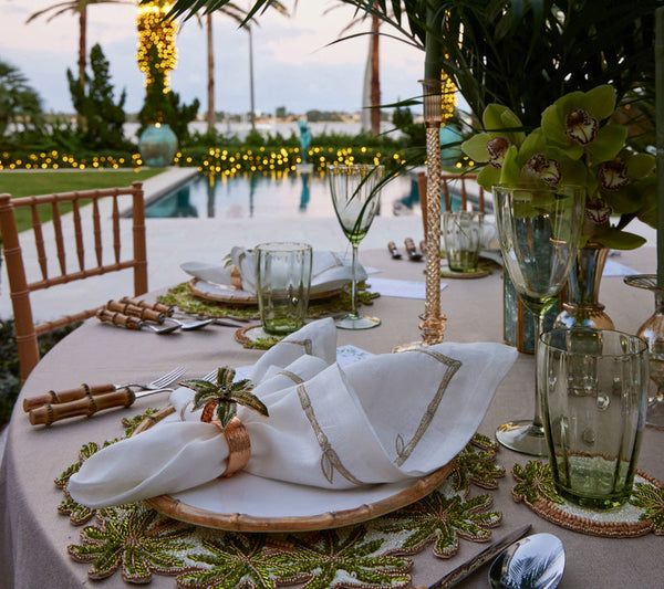 Oasis - Ivory, Green & Gold Placemat (Set of 2)