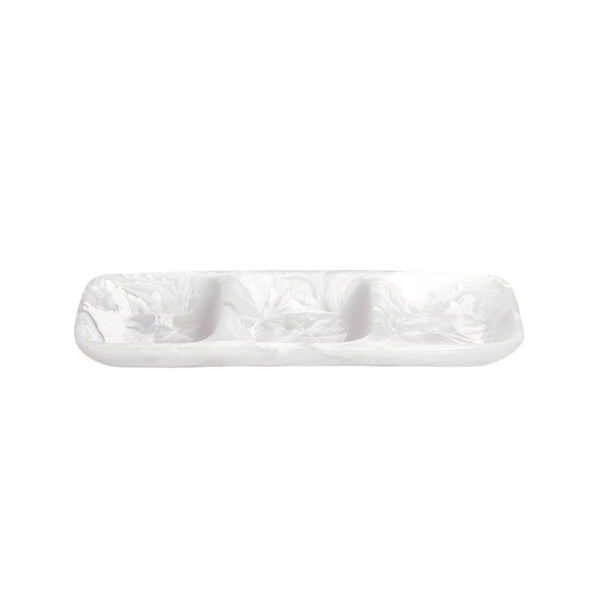 Everyday - 3 Part Rectangle Tray Medium White Swirl