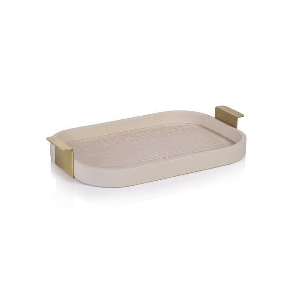 Córdoba - Leather Tray Cream with Matt Gold Handle Small
