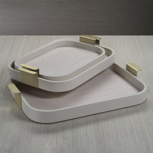 Córdoba - Leather Tray Cream with Matt Gold Handle Medium