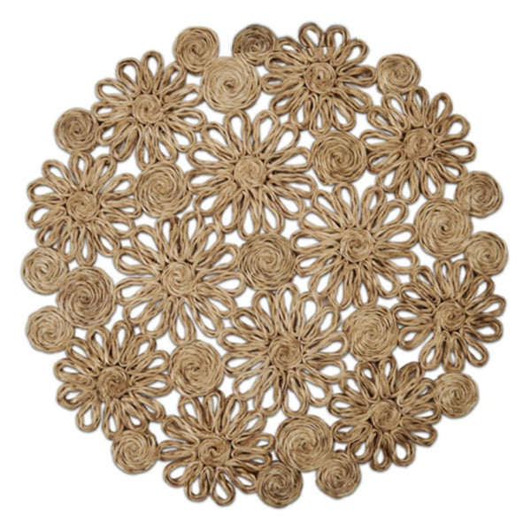Abaca - Floral Natural Round Placemat (Set of 4)