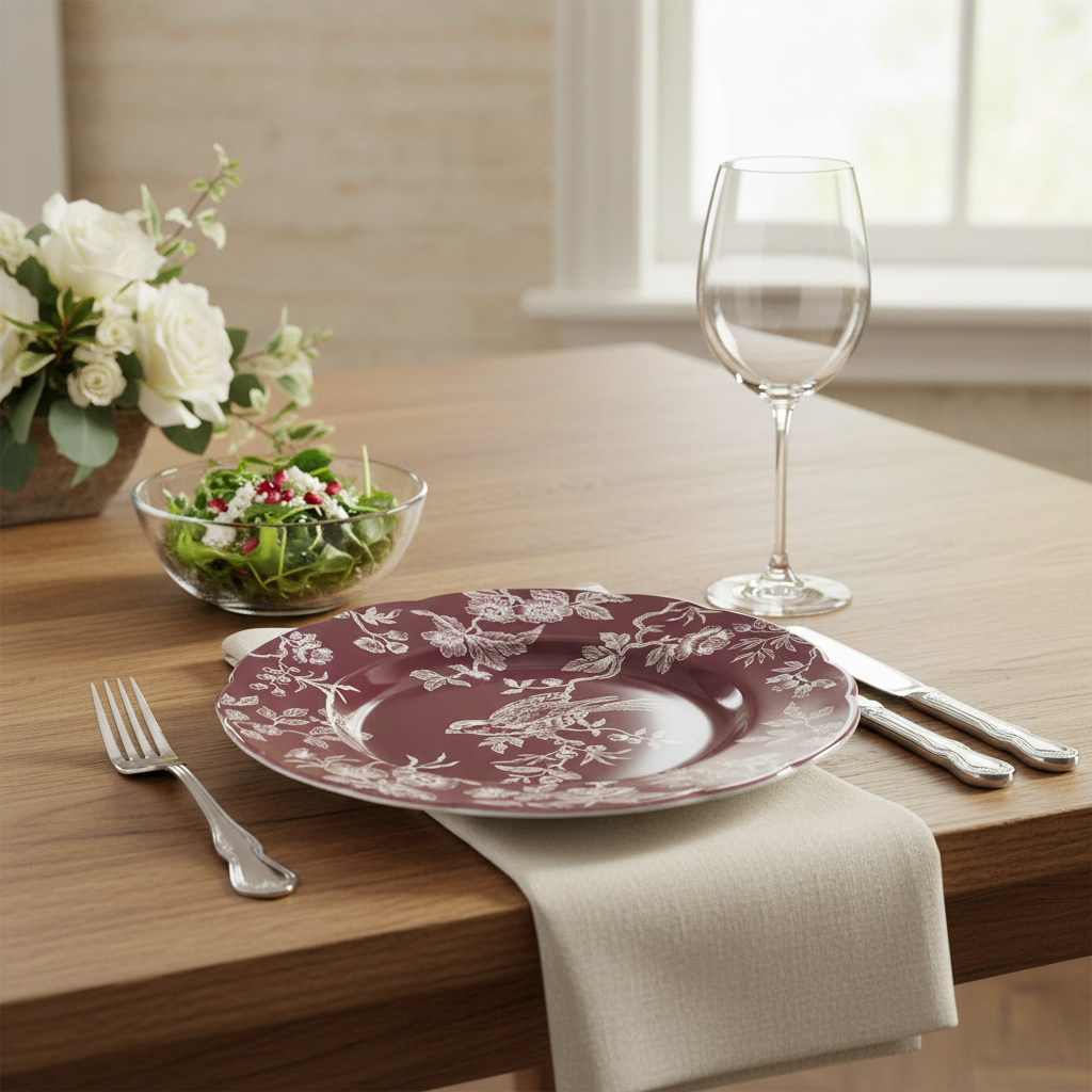Albertine Prune - Colored Background Salad Plate ambientado