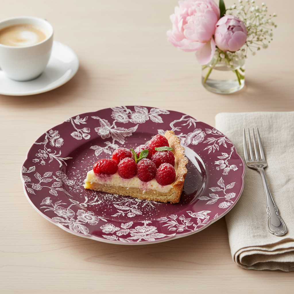 Albertine Prune - Colored Background Salad Plate solo con postre