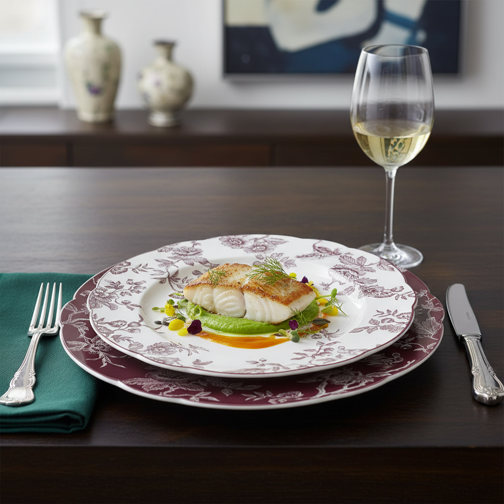Albertine Prune - Dinner Plate sobre Charger versión 2