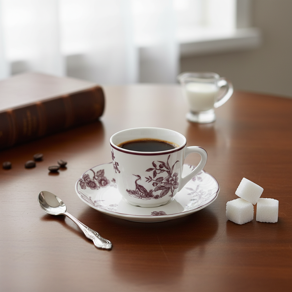 Albertine Prune - Moka Cup & Saucer con café