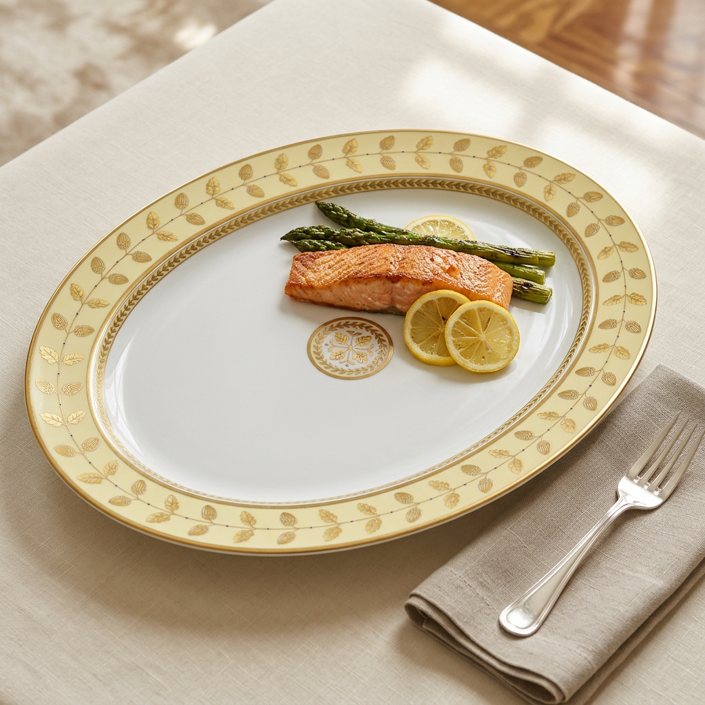 Ambientada Constance Jaune Oval Platter 15 pulgadas