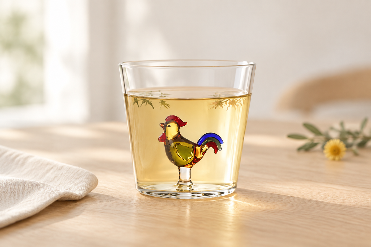Animal Farm - Tumbler Rooster en una escena sutil y elegante