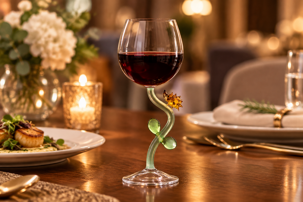 Animal Farm - Wine Goblet Hedgehog ambientado en una mesa elegante