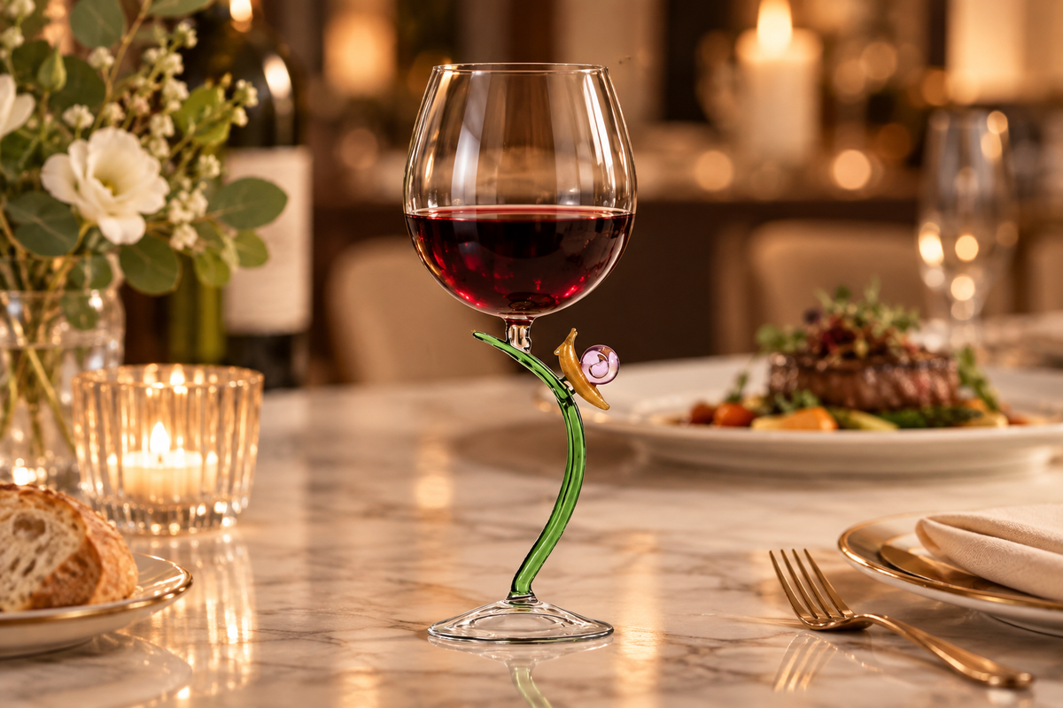 Animal Farm - Wine Goblet Snail ambientado en una mesa elegante