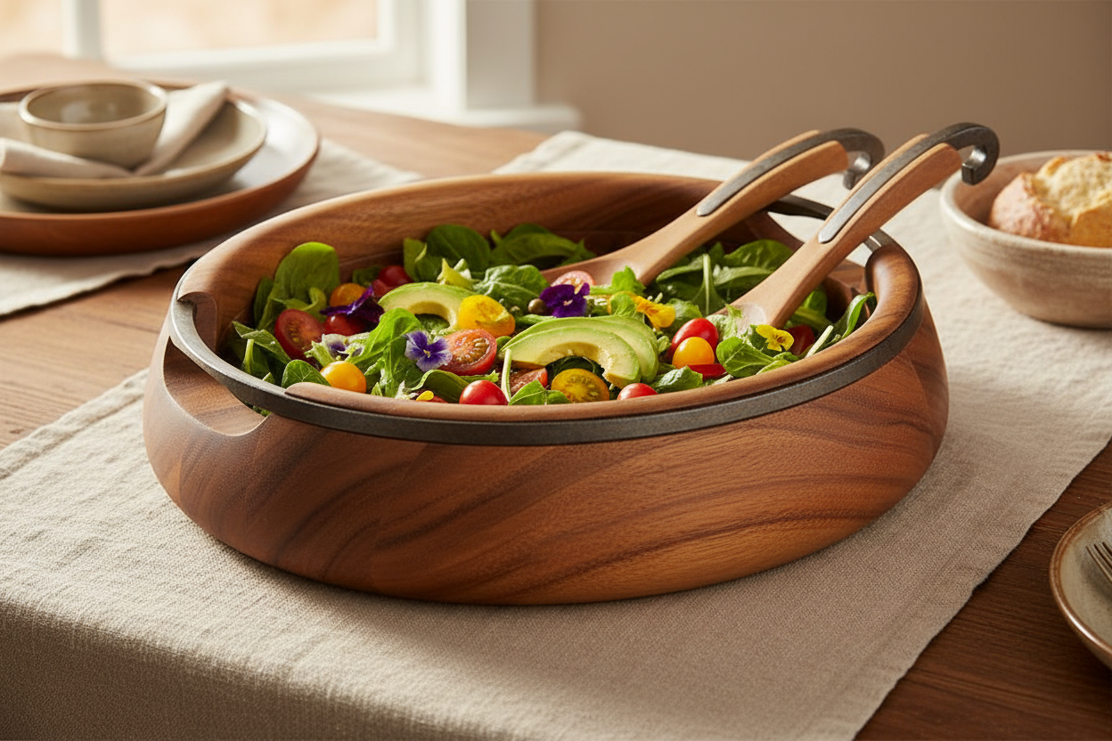 Anvil Salad Bowl with Servers - Lifestyle
