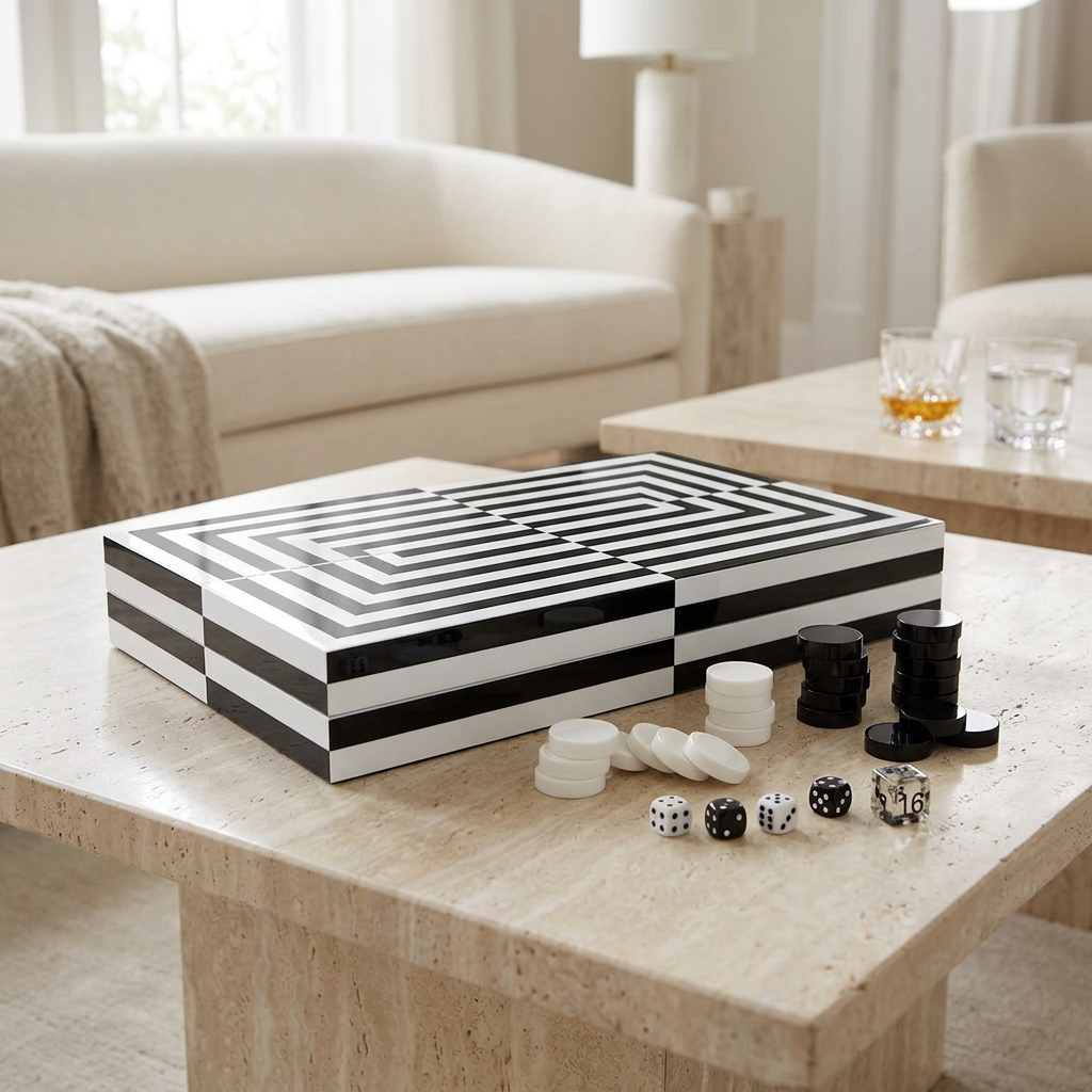 Backgammon Op Art ambientado
