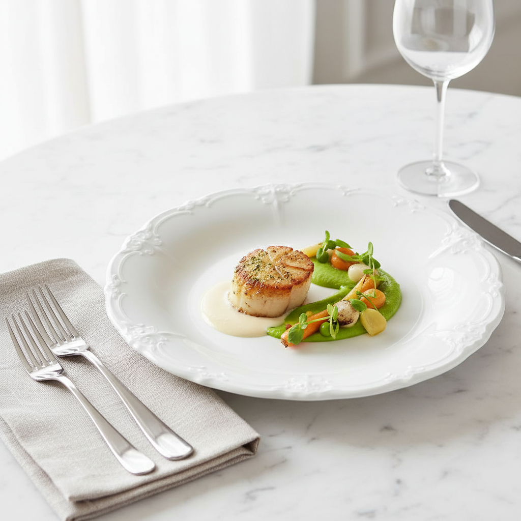 Baronesse White Dinner Plate - Lifestyle