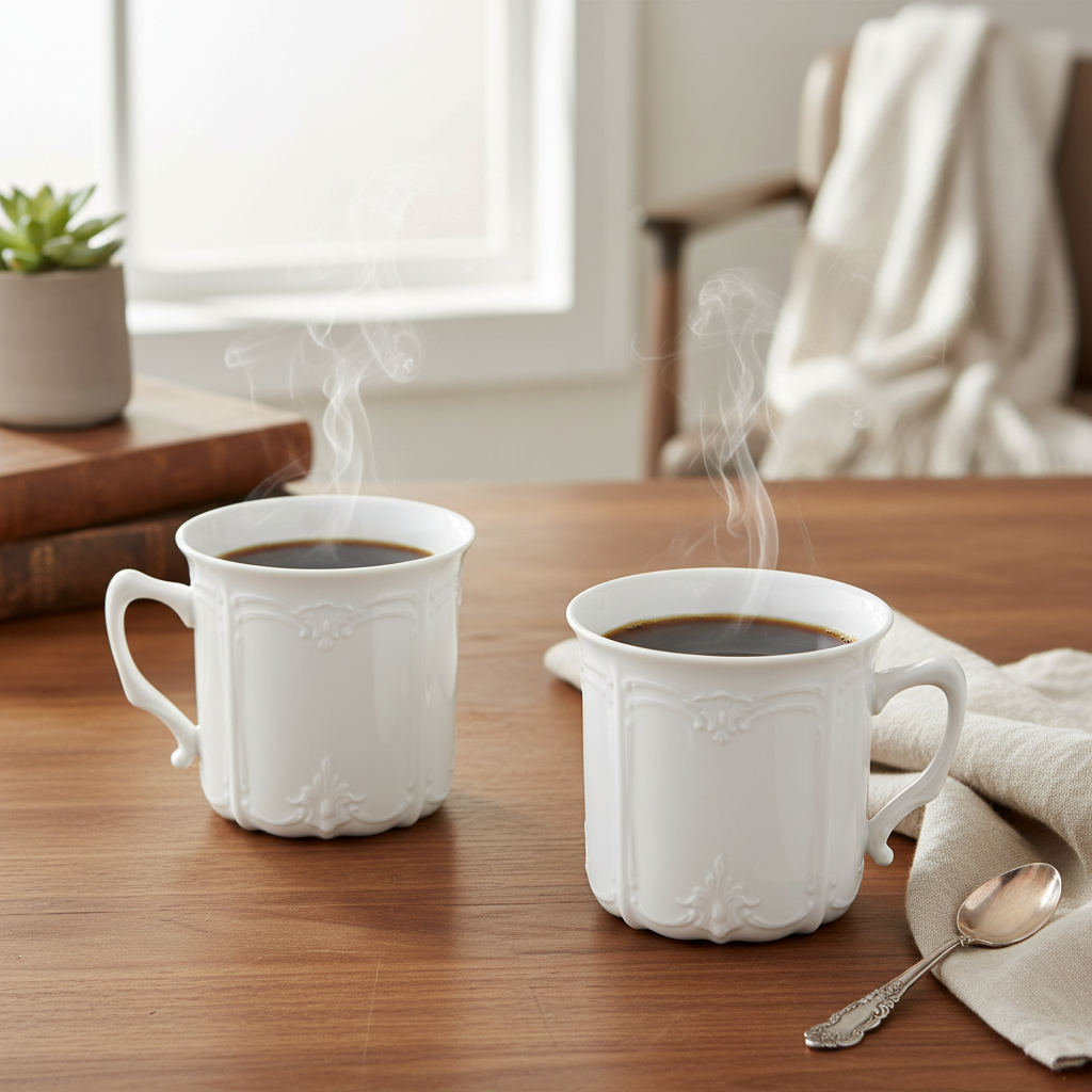 Baronesse White Mug Set of 4 - Lifestyle