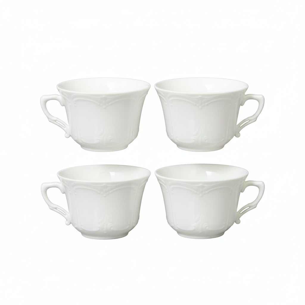 Baronesse White Tea Cup Set of 4 - Fondo Blanco