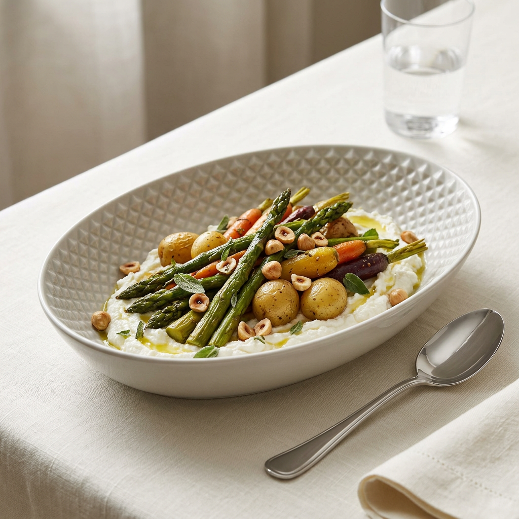 Bicos Mineral Grey Platter ambientado