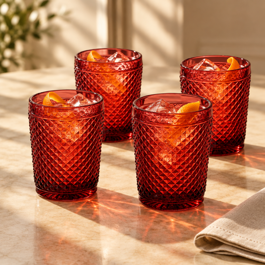 Bicos Old Fashion Red ambientados con bebida