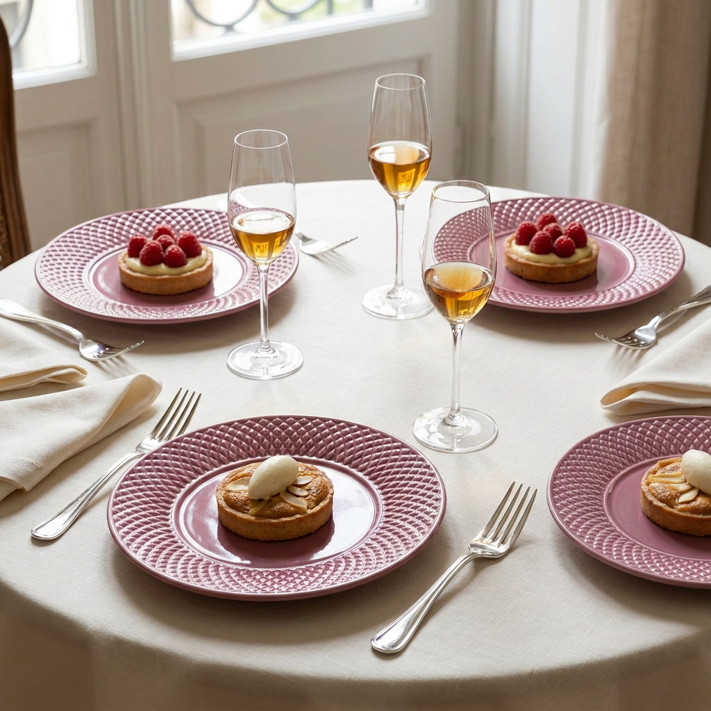 Bicos Pink con escala de platos de postre corregida