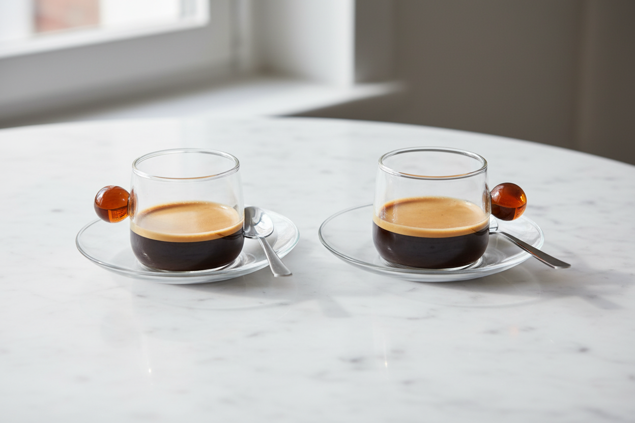 Bilia Espresso Amber Cup & Saucer - Lifestyle
