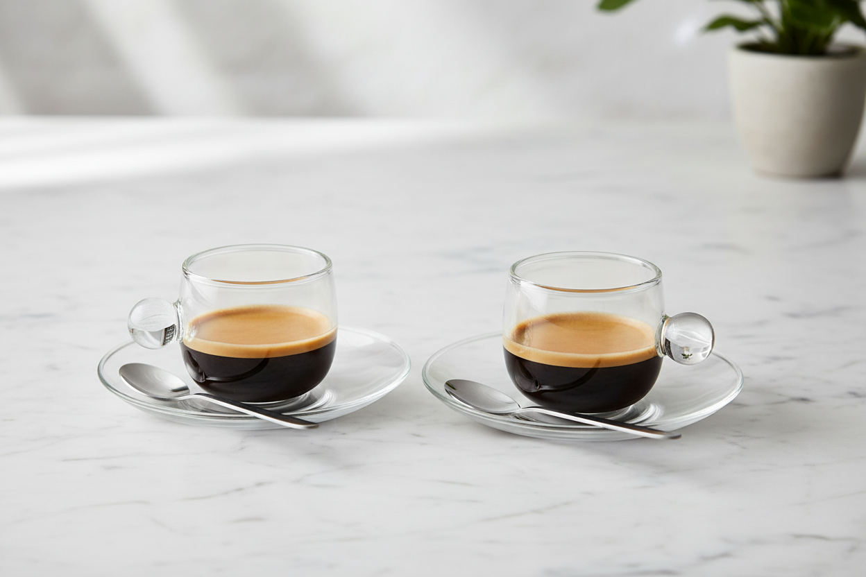 Bilia Espresso Clear Cup & Saucer - Lifestyle