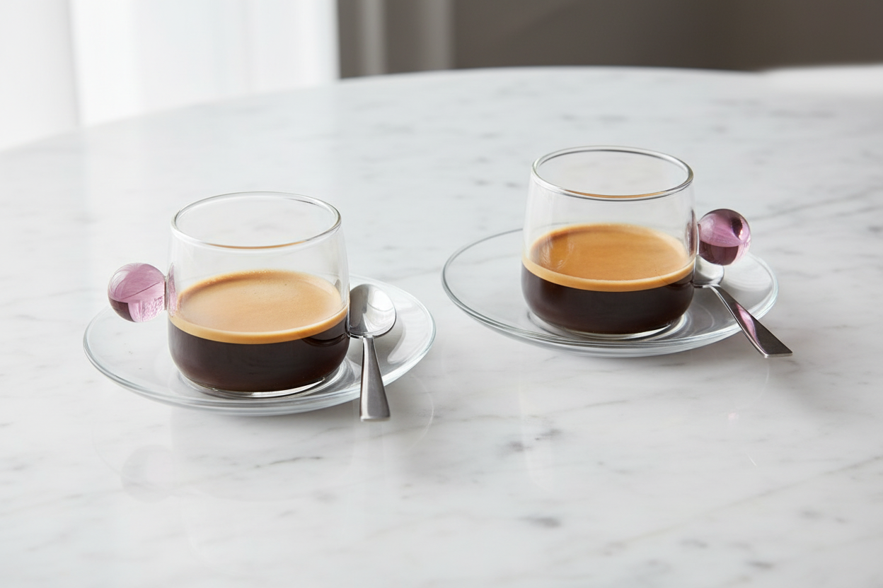 Bilia Espresso Pink Cup & Saucer - Lifestyle