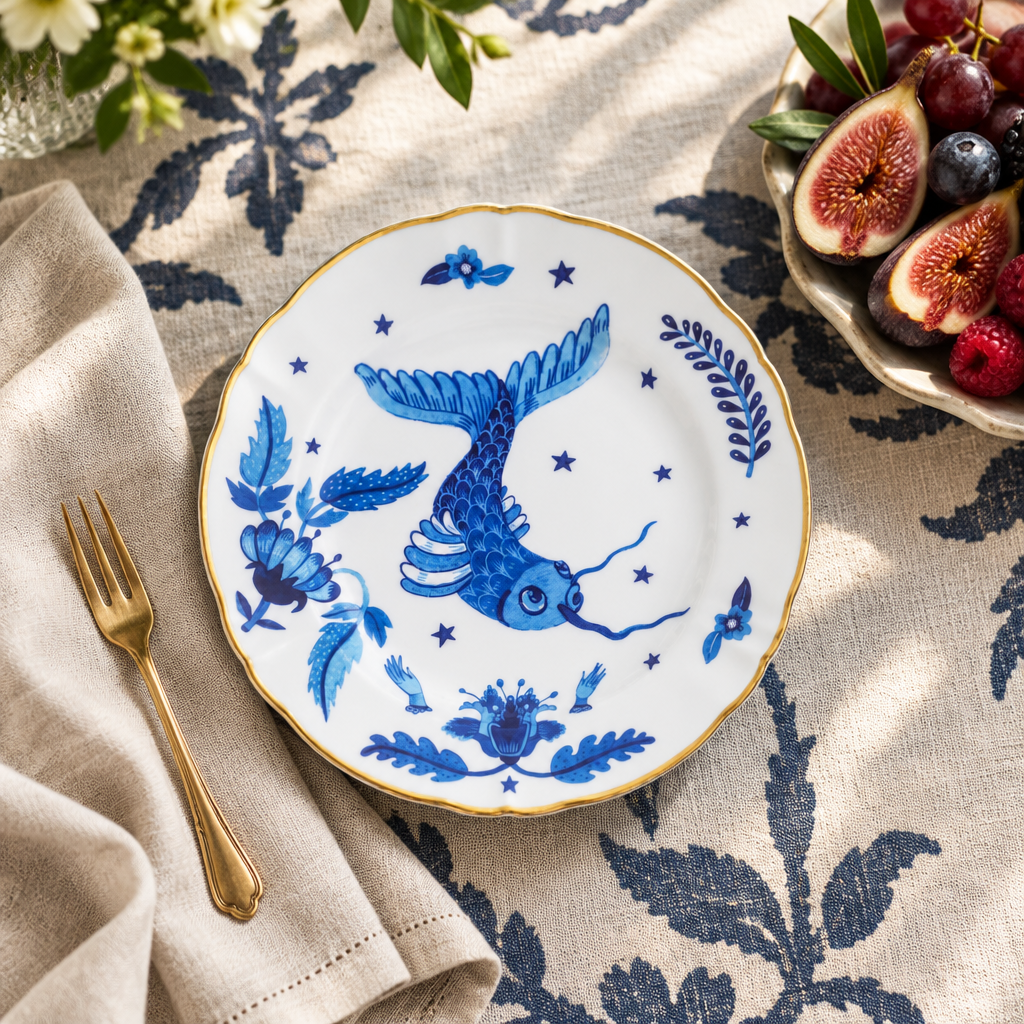 Bitossi La Tavola Scomposta Pez Fruit Plate ambientado con fruta
