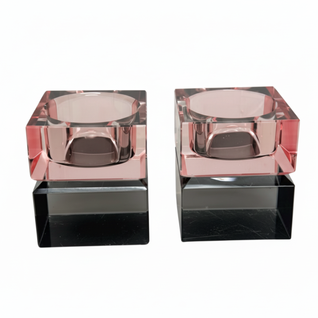 Block Crystal Candle Holders sin letras