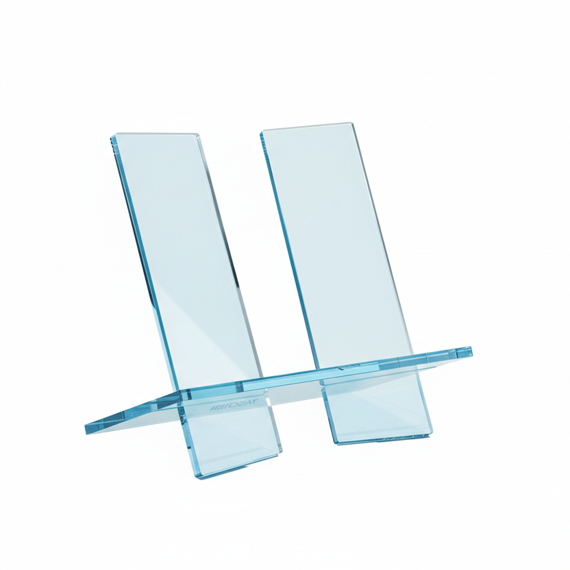Bookstand Medium Aqua Blue Acrylic con fondo blanco y transparencia