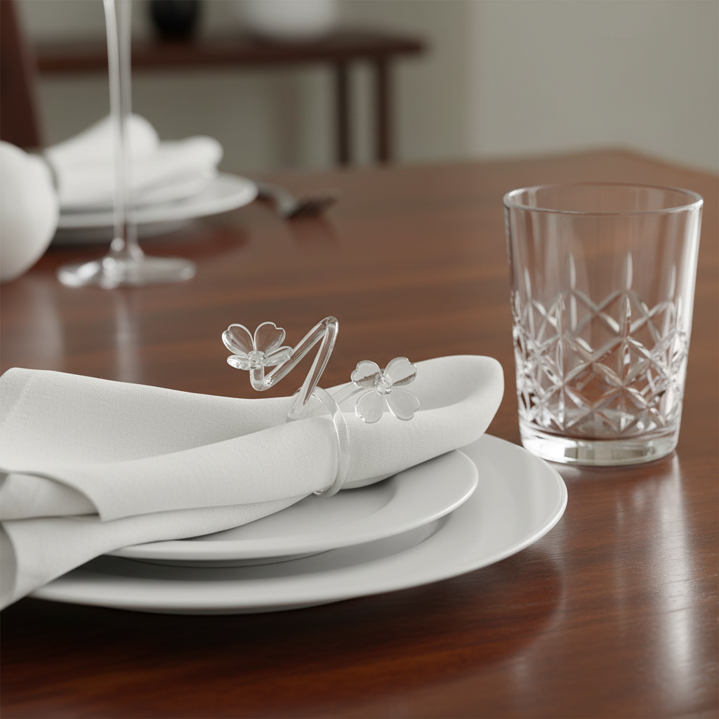 Botanica Clear Napkin Ring - Close-up