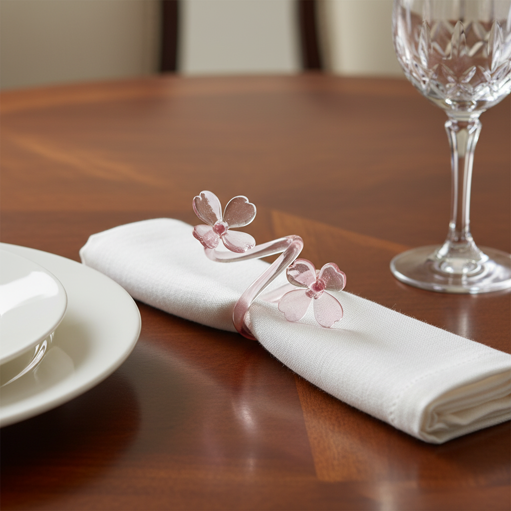 Botanica Pink Napkin Ring - Close-up