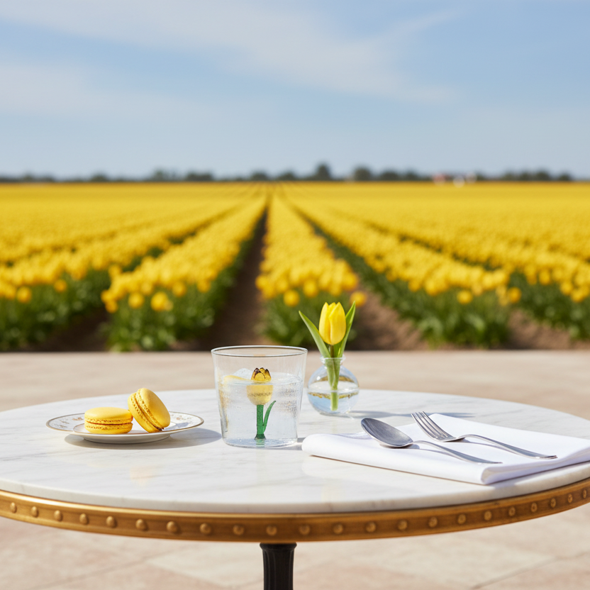 Botanica Tumbler Yellow Tulip - Terraza con campo de tulipanes
