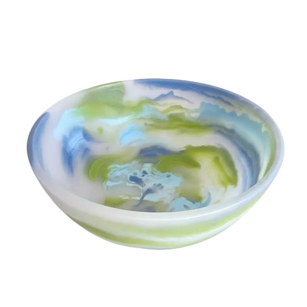 Bowl mármol azul y verde fondo blanco