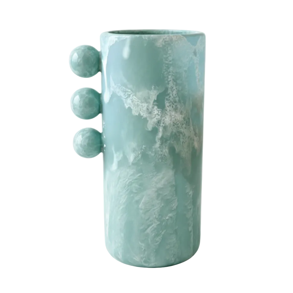 Bubble Vase Teal Ceramic - Fondo blanco