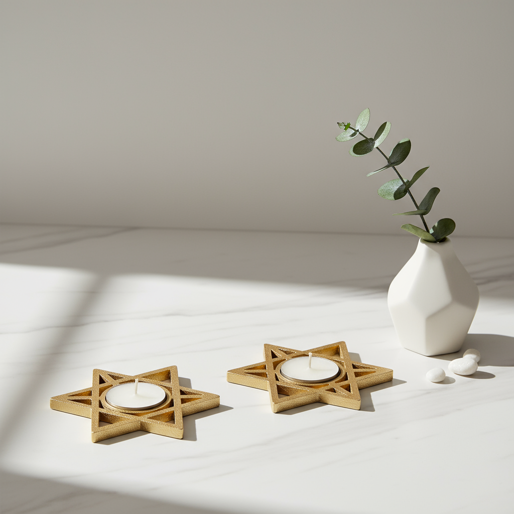 Candelabros Magen David ambientados - estilo moderno minimalista