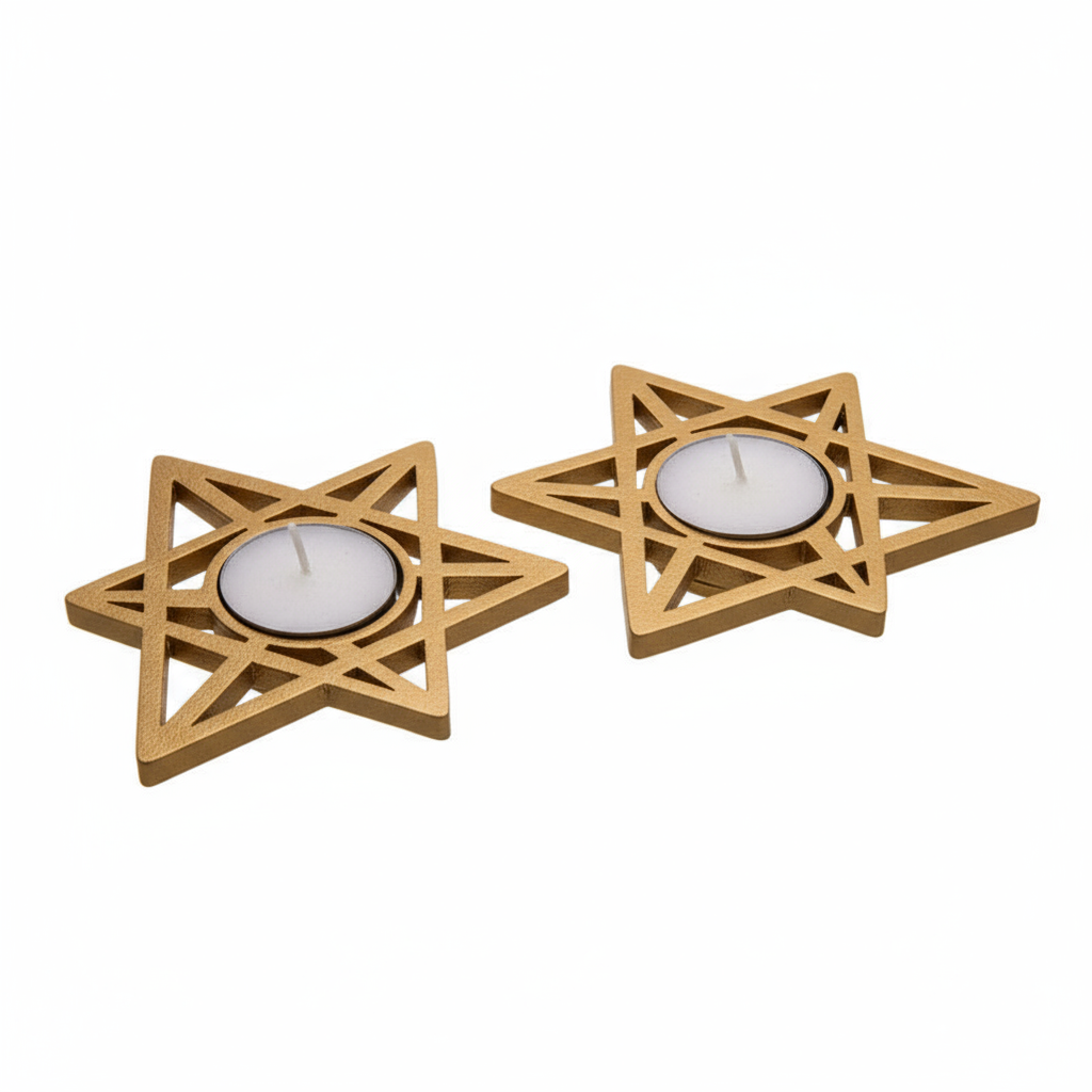 Candelabros Magen David en dorado mate