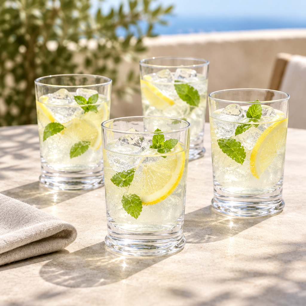 Casafina Terraza Tumbler ambientados con limonada