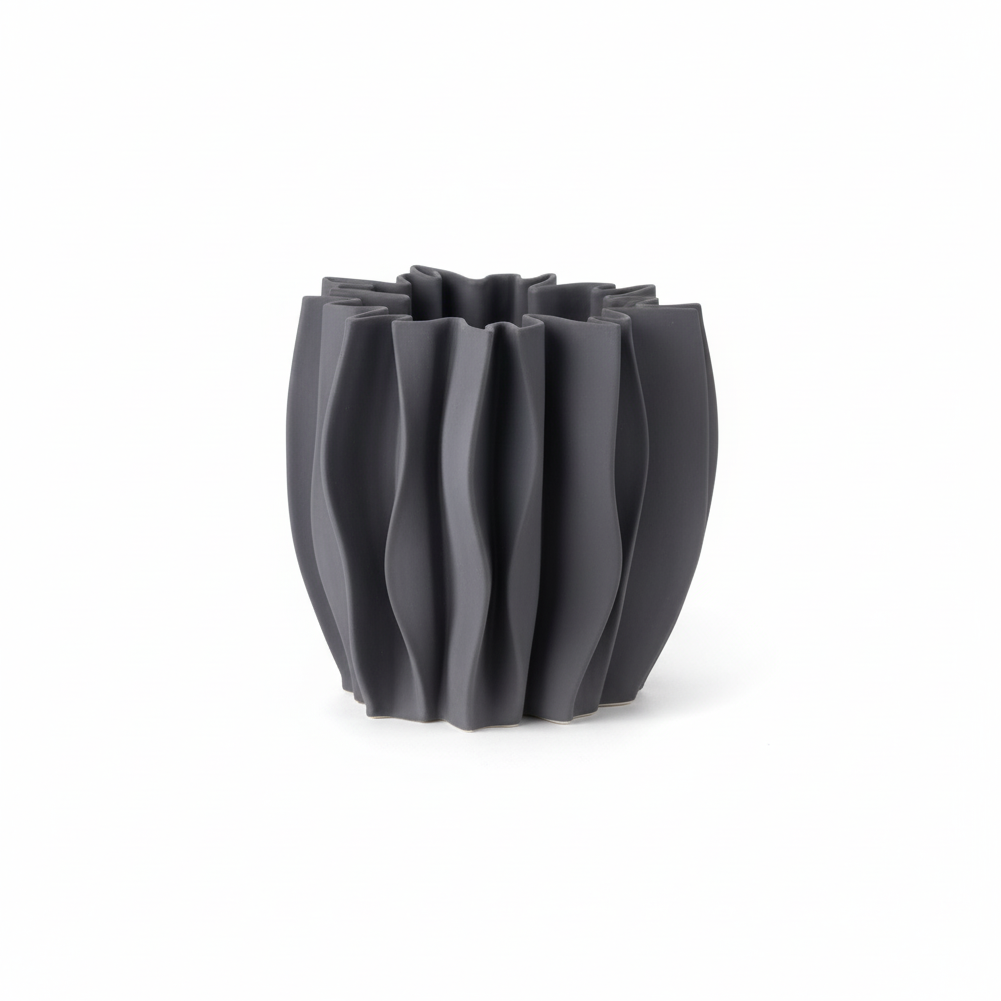 Ceramic Vase Dark Grey 9" - Fondo blanco alta calidad