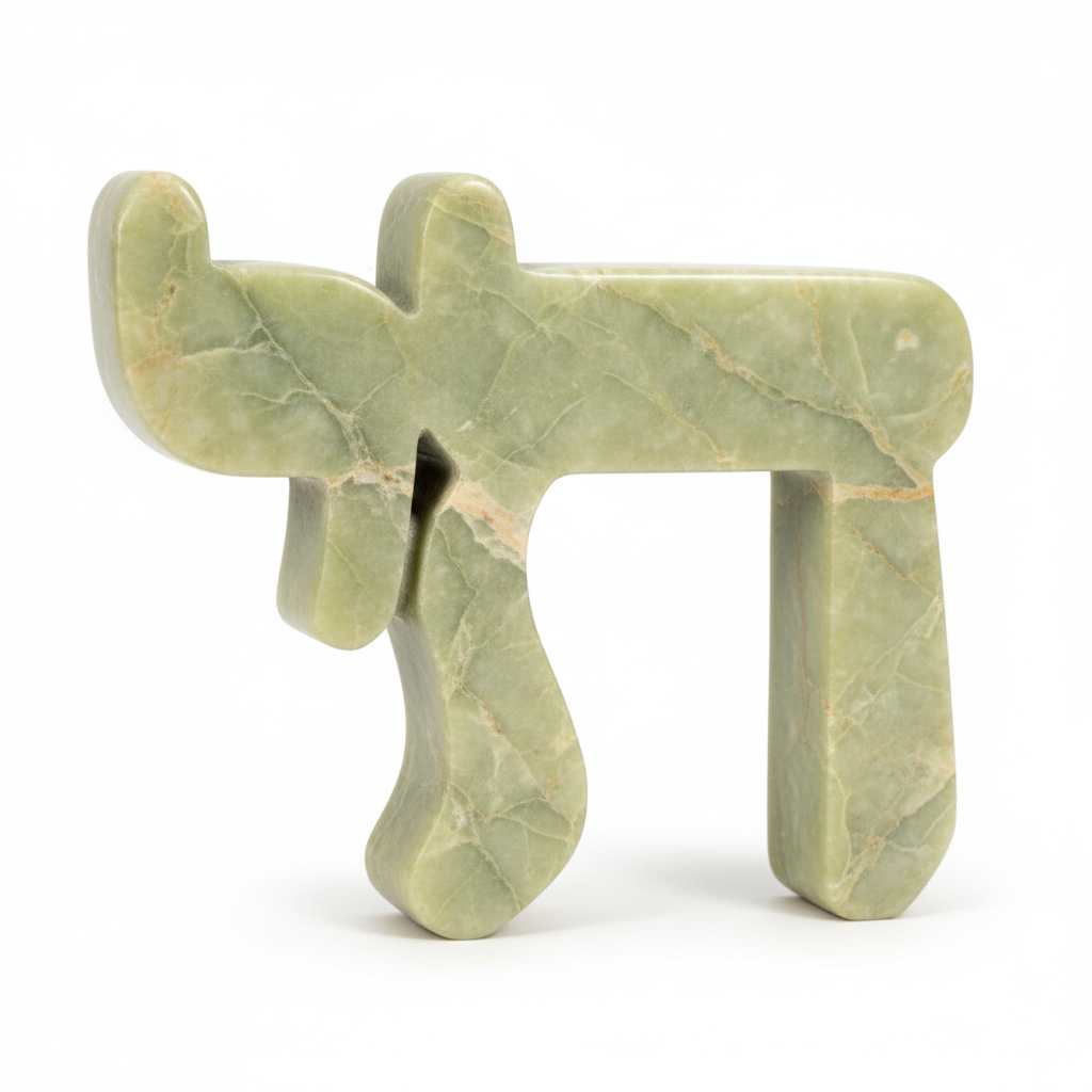 Chai Sculpture Citrine Green con fondo blanco