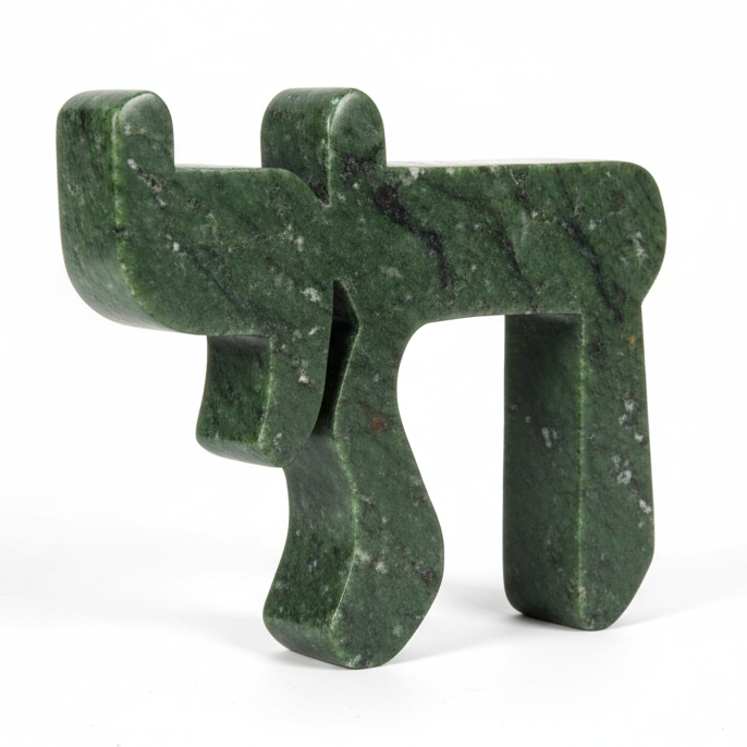 Chai Sculpture Green Xiuyan Jade fondo blanco