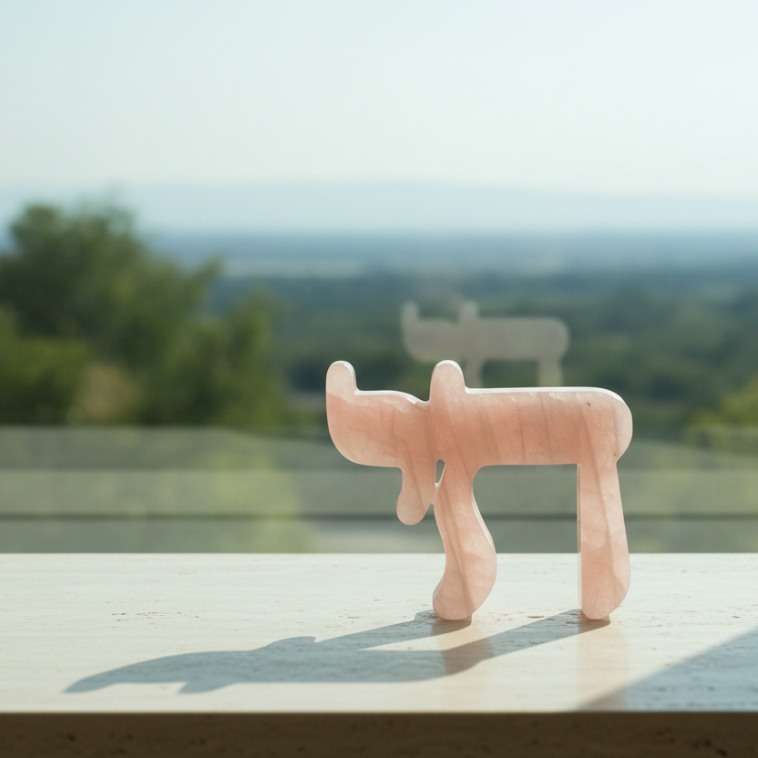Chai Sculpture Rose Quartz ambiente elegante