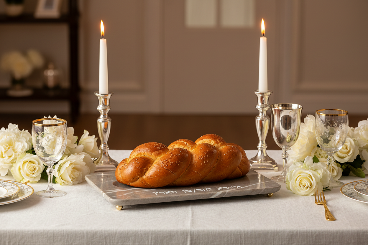 Challah Board - Shabbat ambientada