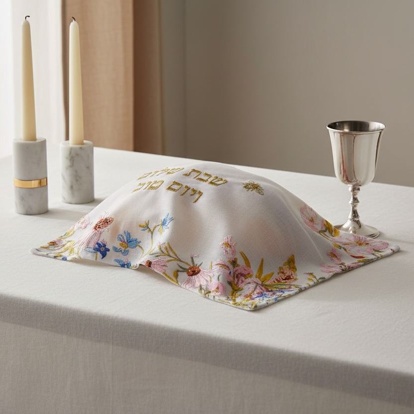 Challah Cover Flower Gold Bee - Lifestyle Elegante Refinado